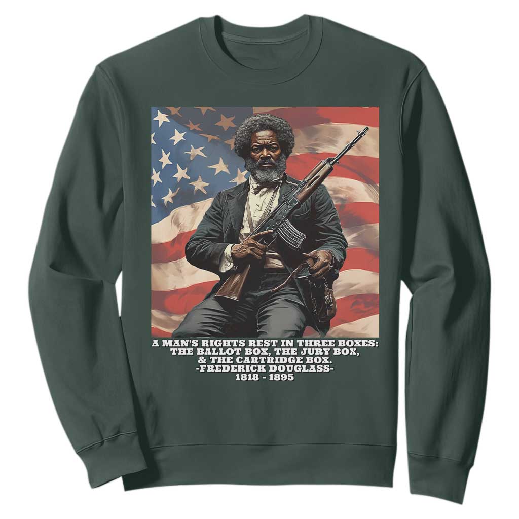 Frederick Douglass Sweatshirt A Man's Rights Rest In Three Boxes Vintage American Flag