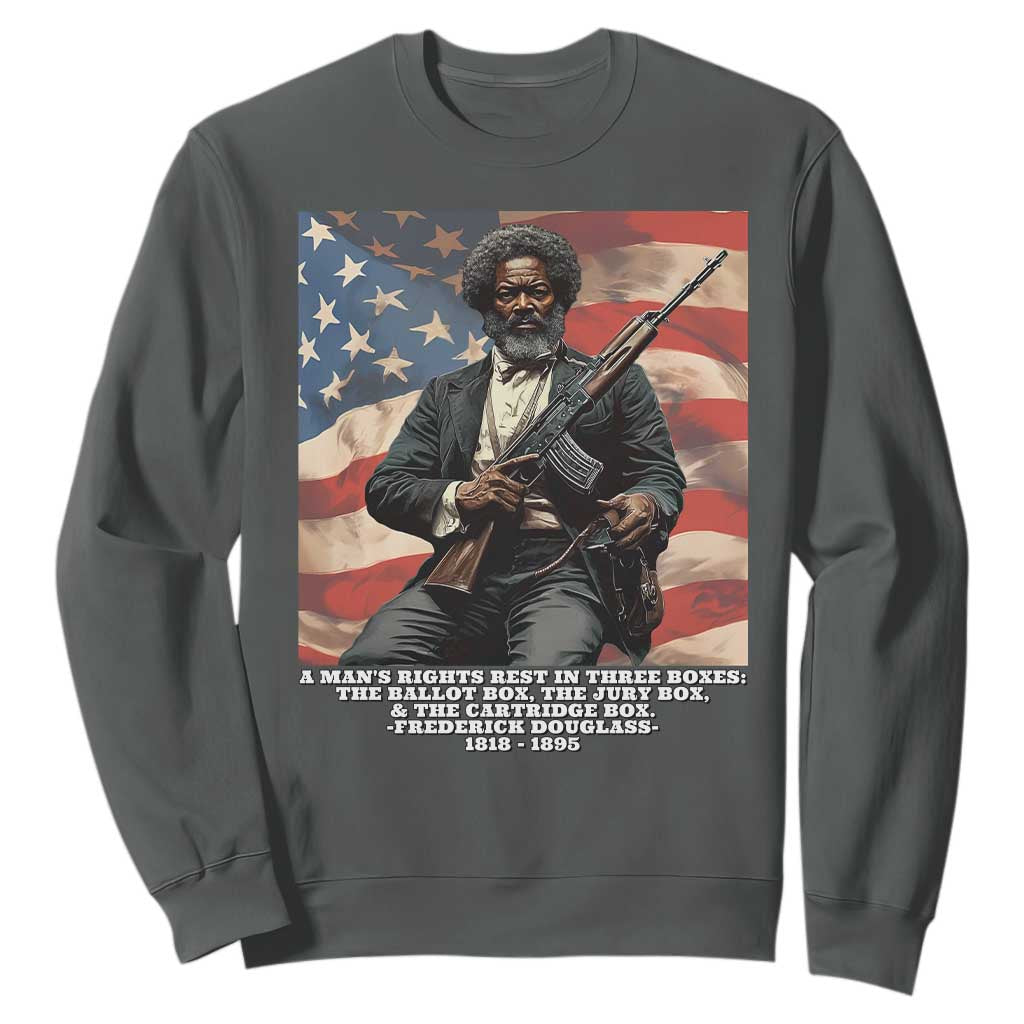 Frederick Douglass Sweatshirt A Man's Rights Rest In Three Boxes Vintage American Flag