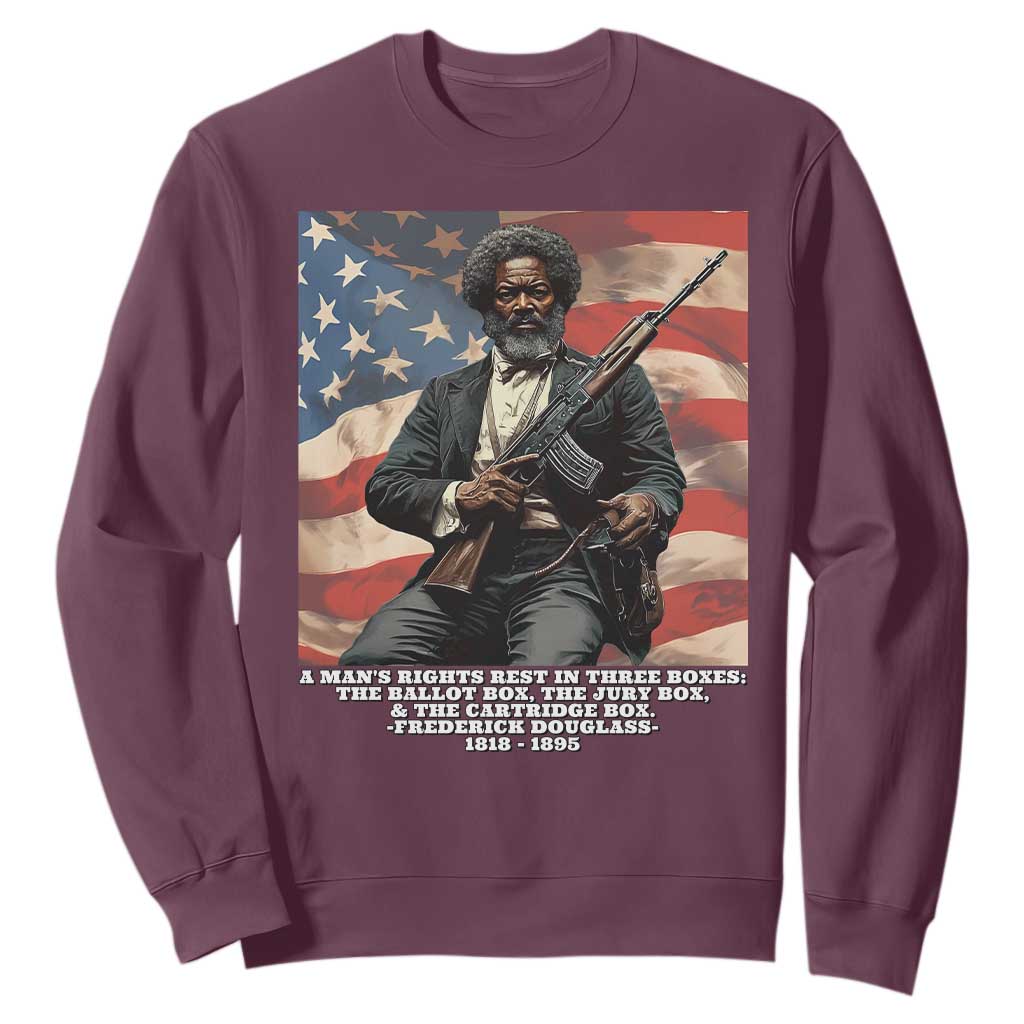 Frederick Douglass Sweatshirt A Man's Rights Rest In Three Boxes Vintage American Flag