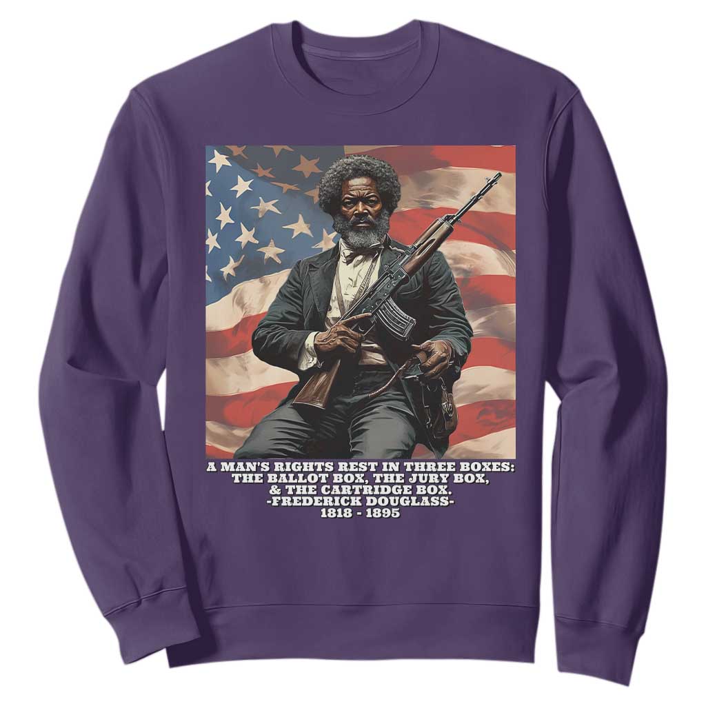 Frederick Douglass Sweatshirt A Man's Rights Rest In Three Boxes Vintage American Flag
