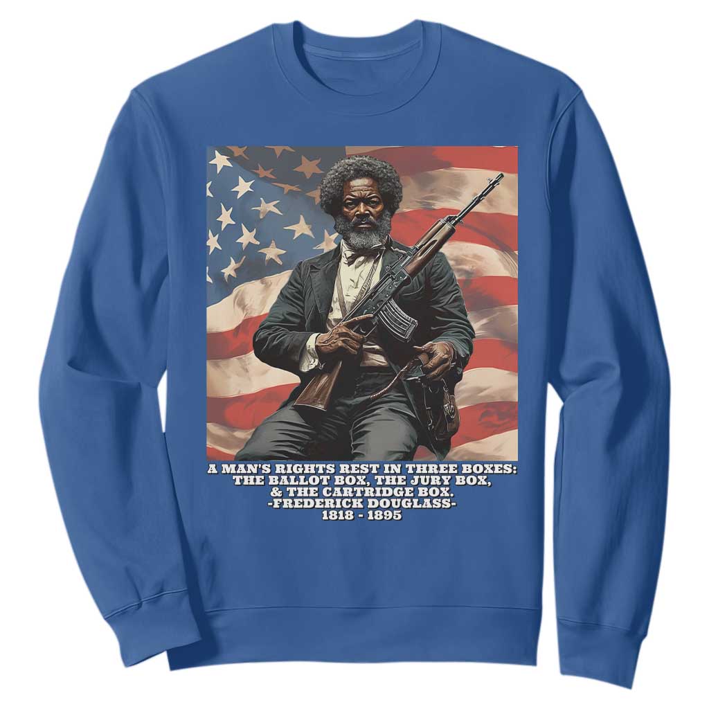 Frederick Douglass Sweatshirt A Man's Rights Rest In Three Boxes Vintage American Flag