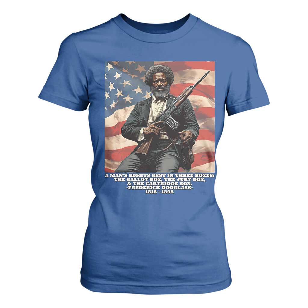 Frederick Douglass T Shirt For Women A Man's Rights Rest In Three Boxes Vintage American Flag
