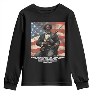 Frederick Douglass Youth Sweatshirt A Man's Rights Rest In Three Boxes Vintage American Flag