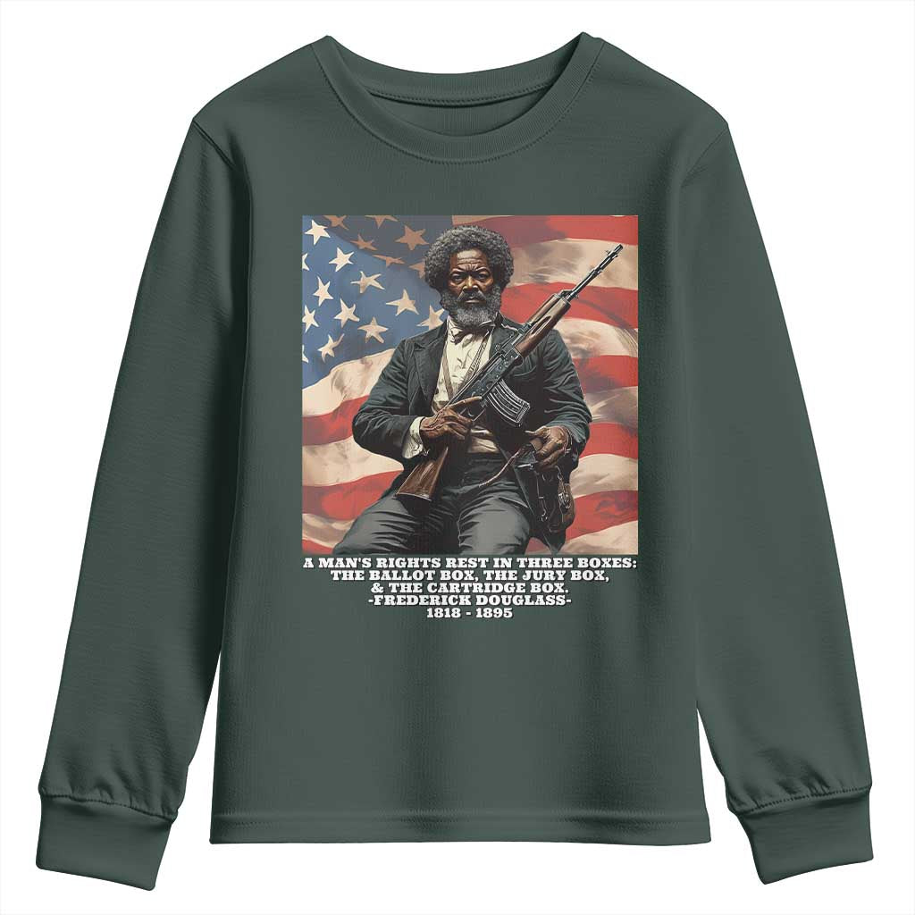 Frederick Douglass Youth Sweatshirt A Man's Rights Rest In Three Boxes Vintage American Flag