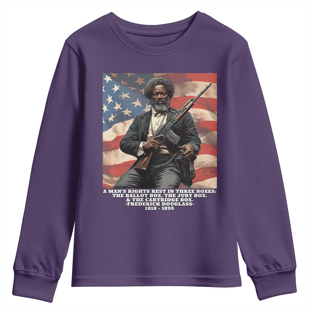 Frederick Douglass Youth Sweatshirt A Man's Rights Rest In Three Boxes Vintage American Flag