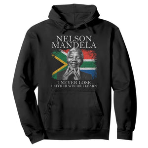 Nelson Mandela Quote Hoodie I Never Lose I Either Win Or I Learn Vintage South African Flag
