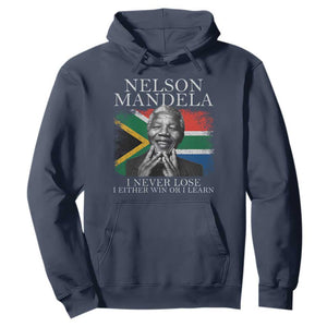 Nelson Mandela Quote Hoodie I Never Lose I Either Win Or I Learn Vintage South African Flag