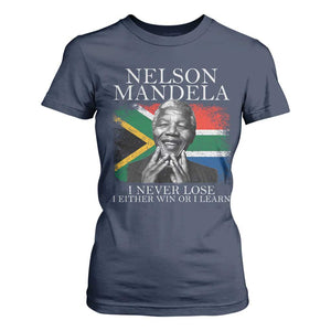 Nelson Mandela Quote T Shirt For Women I Never Lose I Either Win Or I Learn Vintage South African Flag