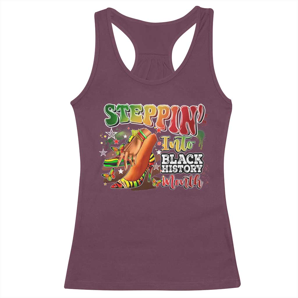 Steppin' Into Black History Month Racerback Tank Top African American Proud Melanin