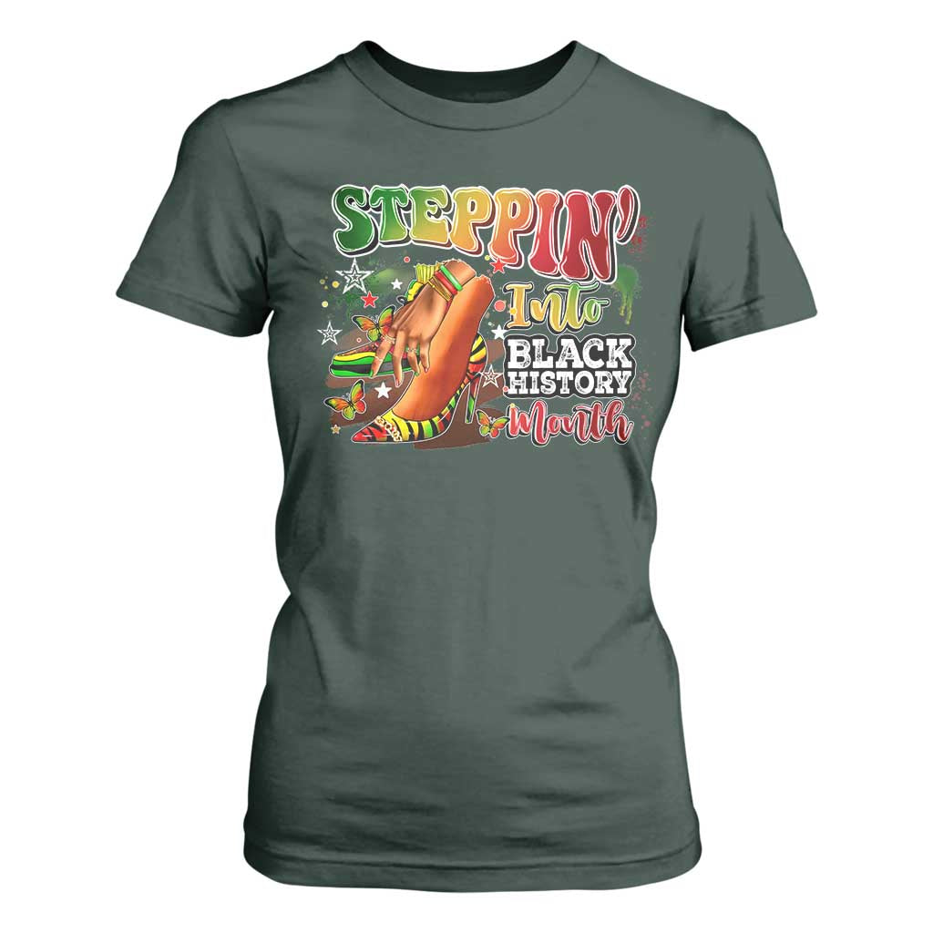 Steppin' Into Black History Month T Shirt For Women African American Proud Melanin