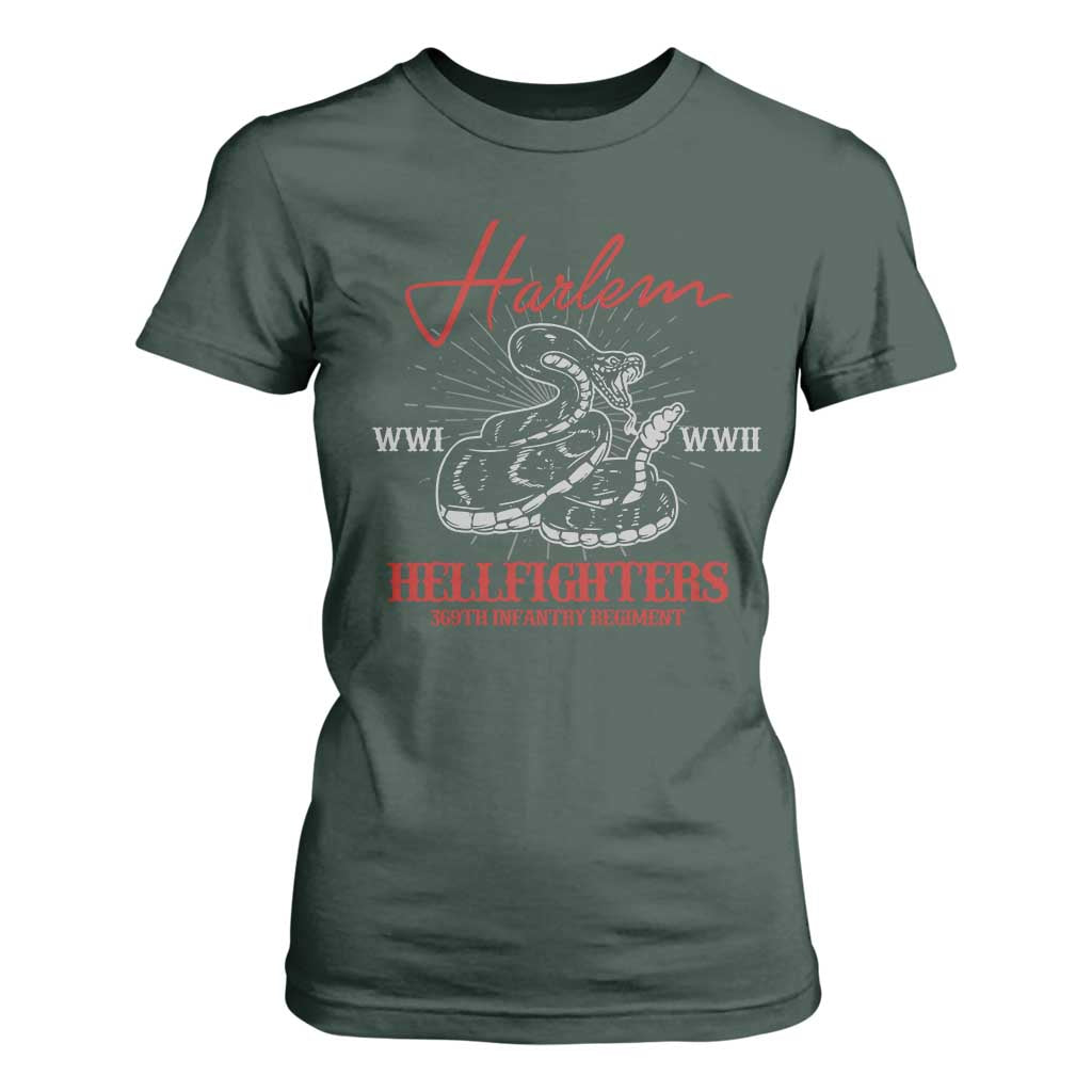 Harlem Hellfighters T Shirt For Women 369th Infantry Regiment Snake Black History Month