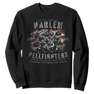 Never Forget Harlem Hellfighters Sweatshirt Vintage USA Flag