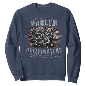 Never Forget Harlem Hellfighters Sweatshirt Vintage USA Flag