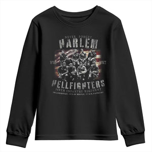 Never Forget Harlem Hellfighters Youth Sweatshirt Vintage USA Flag
