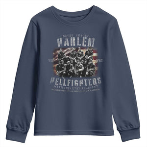 Never Forget Harlem Hellfighters Youth Sweatshirt Vintage USA Flag