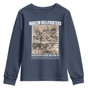 Never Forget Harlem Hellfighters Youth Sweatshirt 369TH Infantry Regiment Black God Damn Let's Go