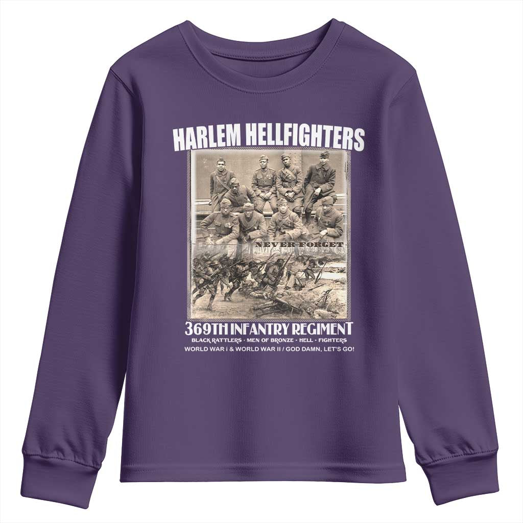 Never Forget Harlem Hellfighters Youth Sweatshirt 369TH Infantry Regiment Black God Damn Let's Go