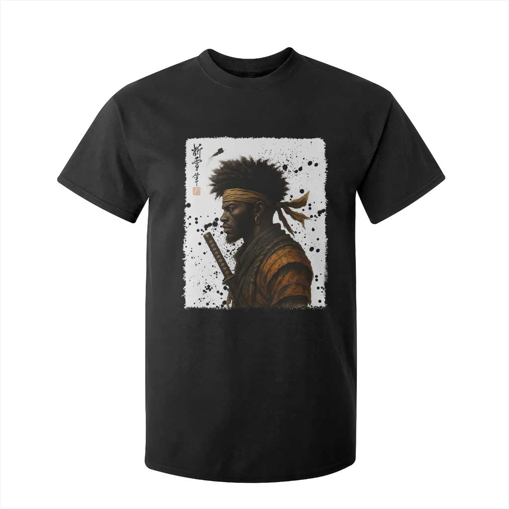 Afro American Samurai T Shirt For Kid Japanese Vintage Graphic Sumie Katana - African Pride