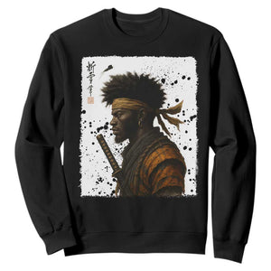 Afro American Samurai Sweatshirt Japanese Vintage Graphic Sumie Katana - African Pride