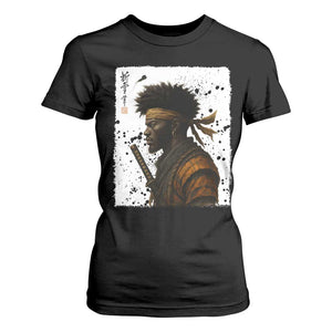 Afro American Samurai T Shirt For Women Japanese Vintage Graphic Sumie Katana - African Pride