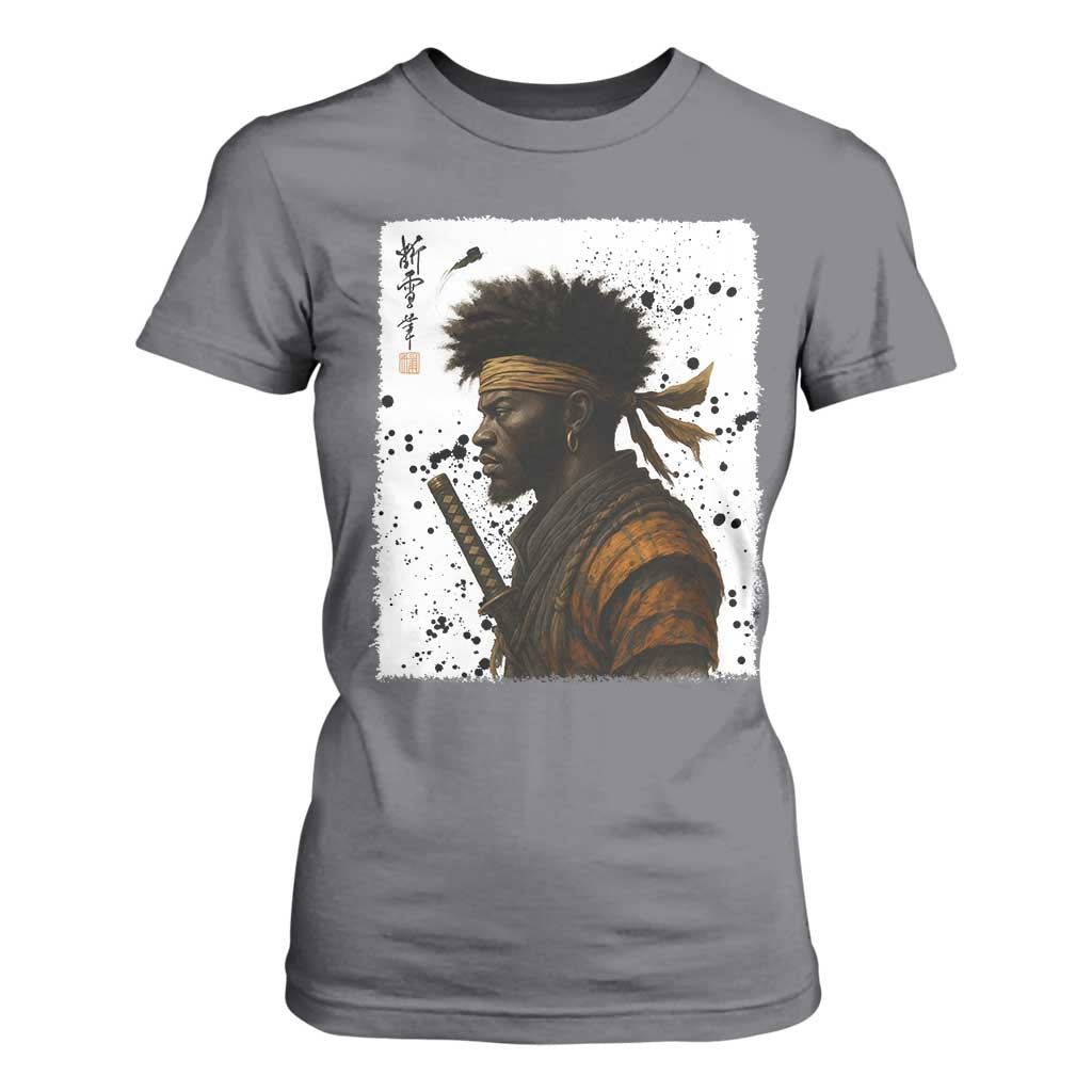 Afro American Samurai T Shirt For Women Japanese Vintage Graphic Sumie Katana - African Pride