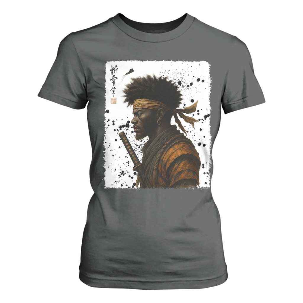 Afro American Samurai T Shirt For Women Japanese Vintage Graphic Sumie Katana - African Pride