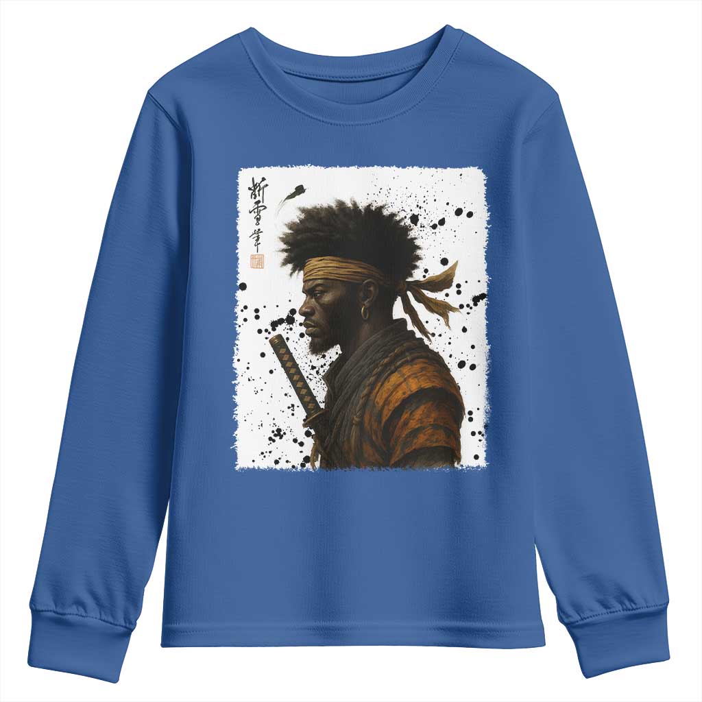 Afro American Samurai Youth Sweatshirt Japanese Vintage Graphic Sumie Katana - African Pride