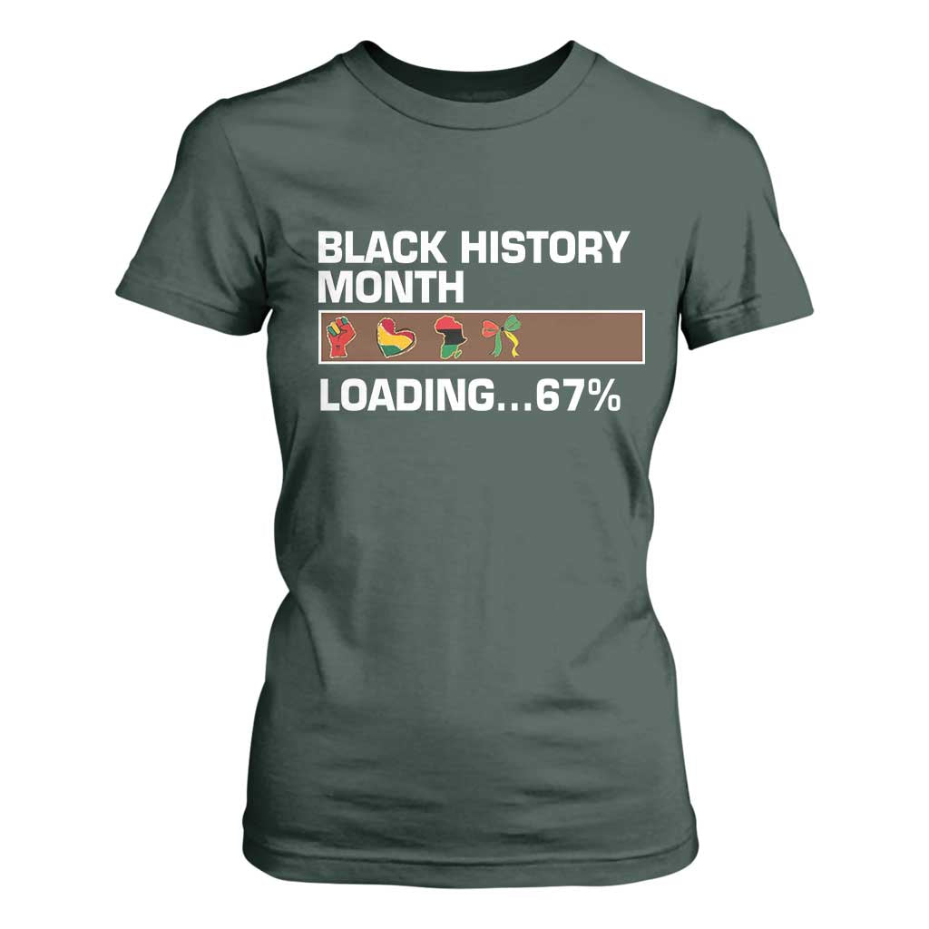 Funny Black History Month Loading T Shirt For Women Six Seven Meme