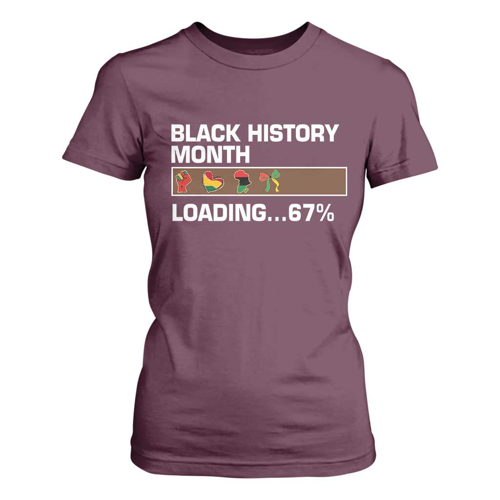 Funny Black History Month Loading T Shirt For Women Six Seven Meme