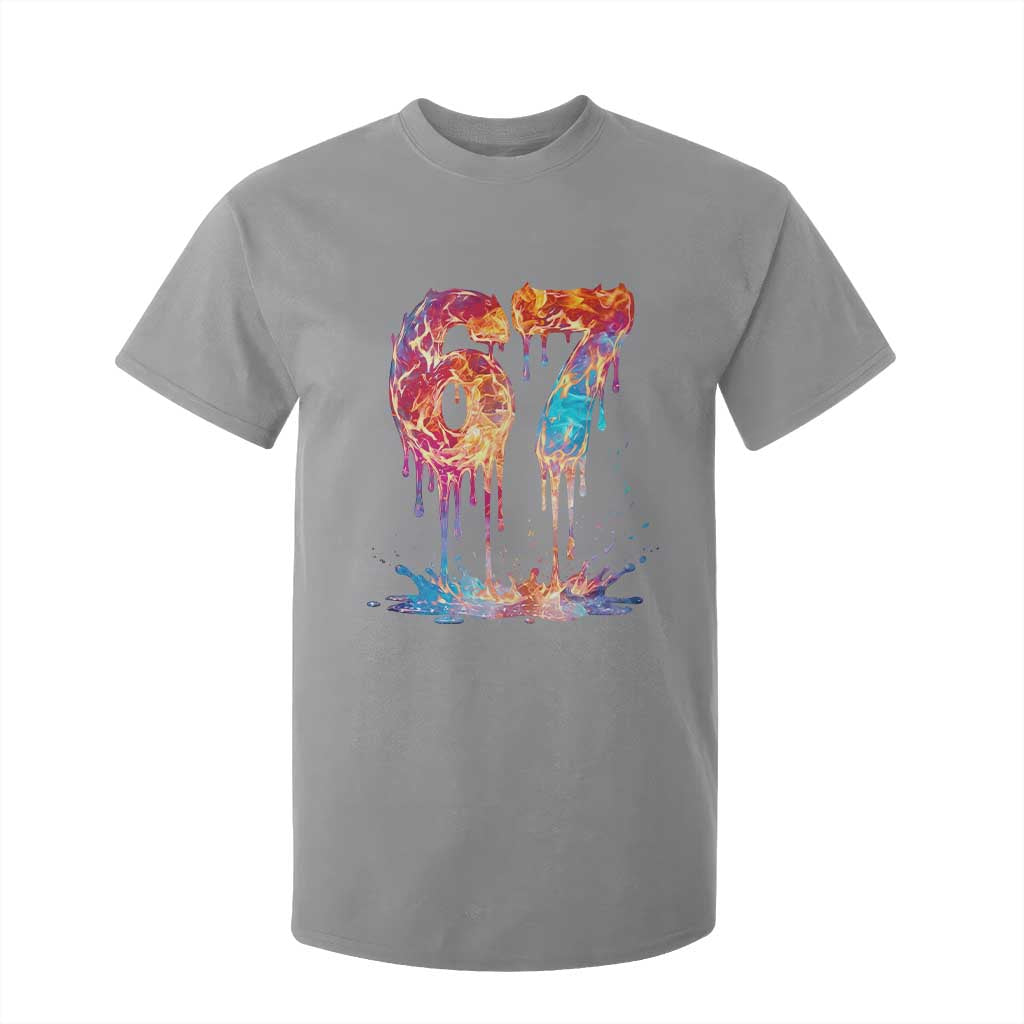 Burning Six Seven T Shirt For Kid Drip Fire Flame Meme