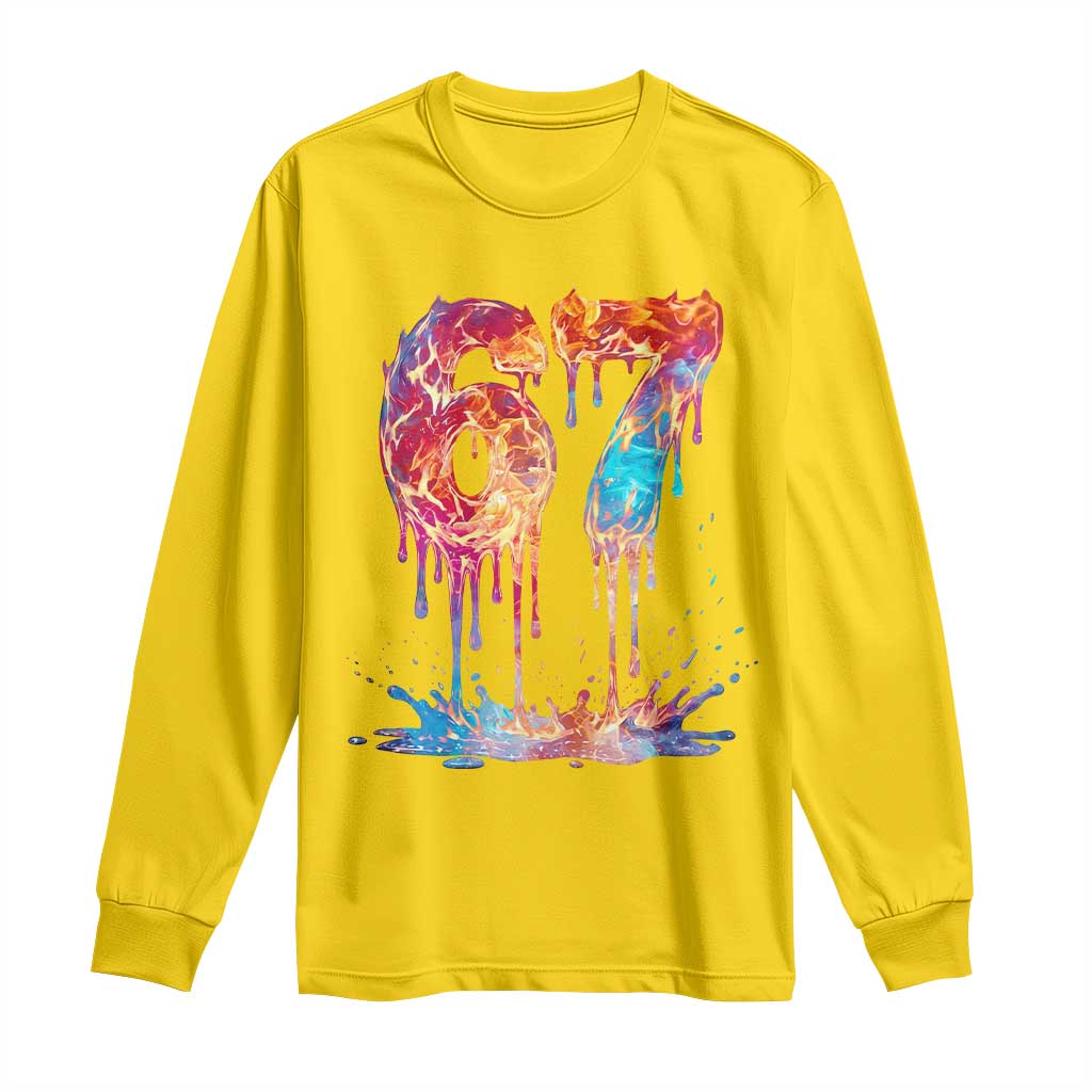 Burning Six Seven Long Sleeve Shirt Drip Fire Flame Meme