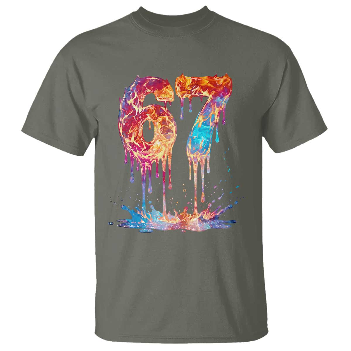 Burning Six Seven T Shirt Drip Fire Flame Meme