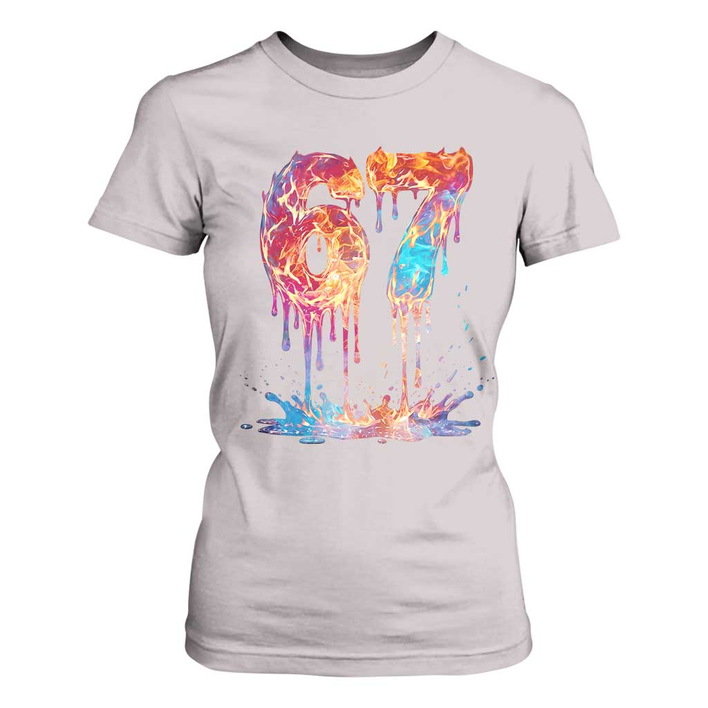 Burning Six Seven T Shirt For Women Drip Fire Flame Meme