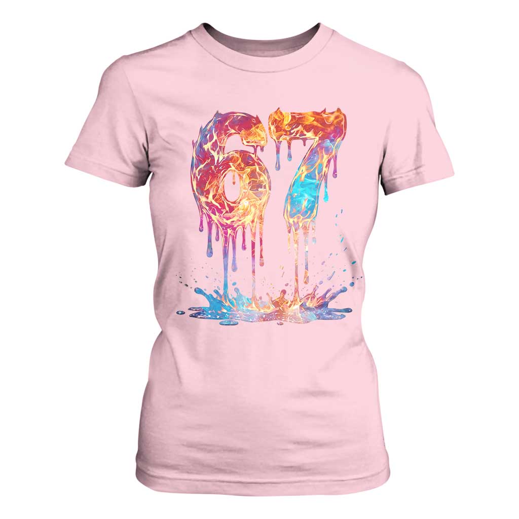 Burning Six Seven T Shirt For Women Drip Fire Flame Meme