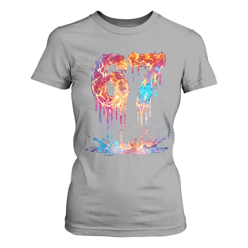 Burning Six Seven T Shirt For Women Drip Fire Flame Meme