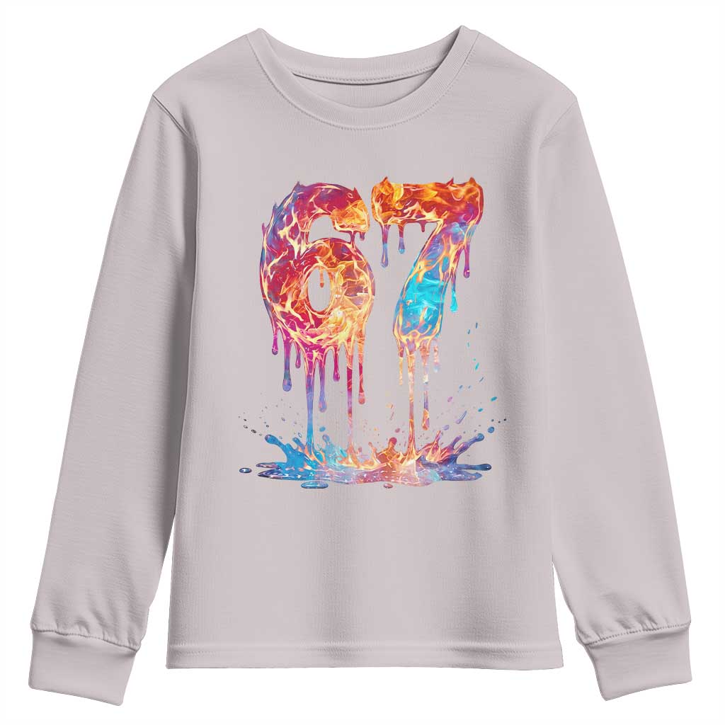 Burning Six Seven Youth Sweatshirt Drip Fire Flame Meme