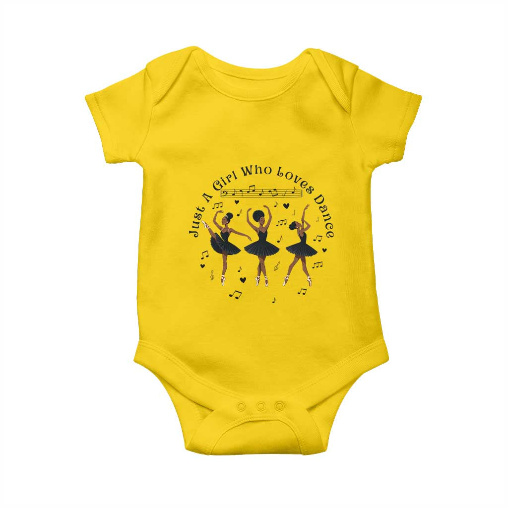 African American Ballet Dancer Baby Onesie Just A Girl Who Loves Dance - African Pride