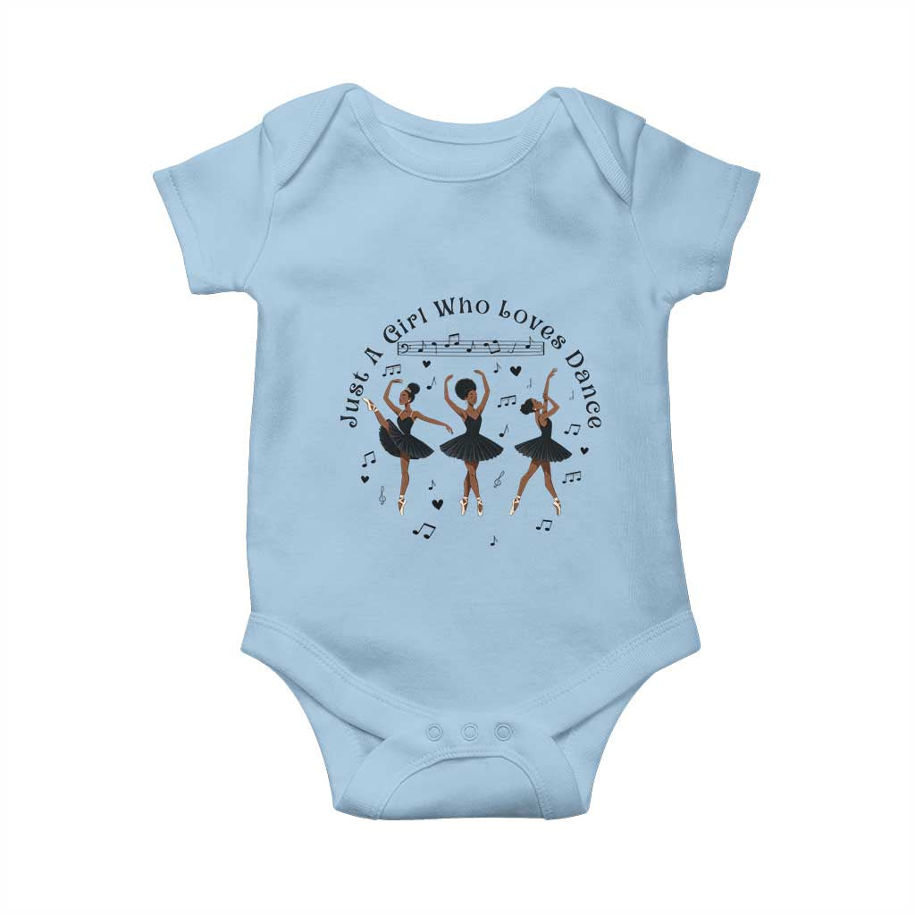 African American Ballet Dancer Baby Onesie Just A Girl Who Loves Dance - African Pride