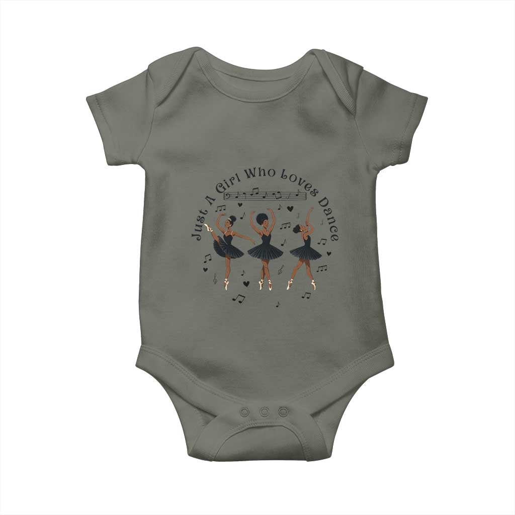 African American Ballet Dancer Baby Onesie Just A Girl Who Loves Dance - African Pride