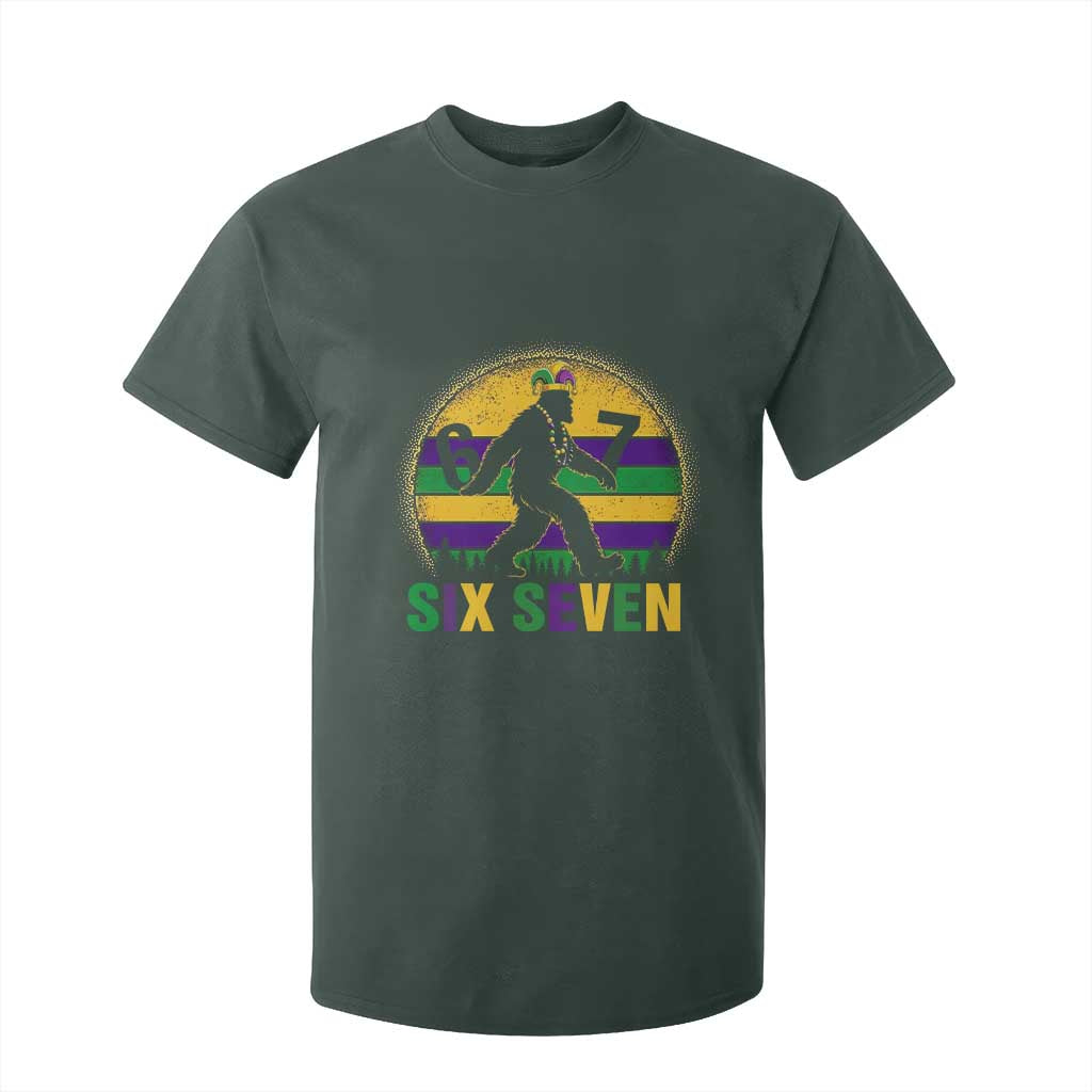Funny Mardi Gras Bigfoot T Shirt For Kid Six Seven Meme