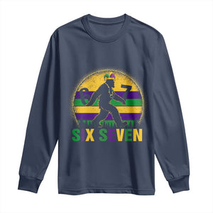 Funny Mardi Gras Bigfoot Long Sleeve Shirt Six Seven Meme