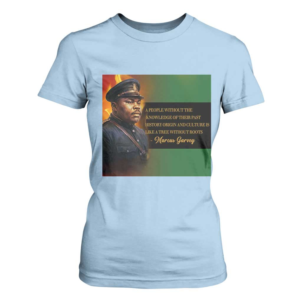 Marcus Garvey Pan African Flag T Shirt For Women A People Without Knowledge Of Their Past Quote