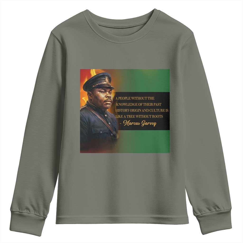 Marcus Garvey Pan African Flag Youth Sweatshirt A People Without Knowledge Of Their Past Quote