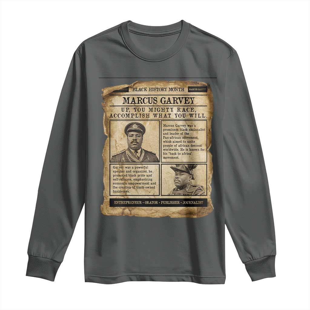 Vintage Newspaper Marcus Garvey Long Sleeve Shirt Up You Mighty Race Quote