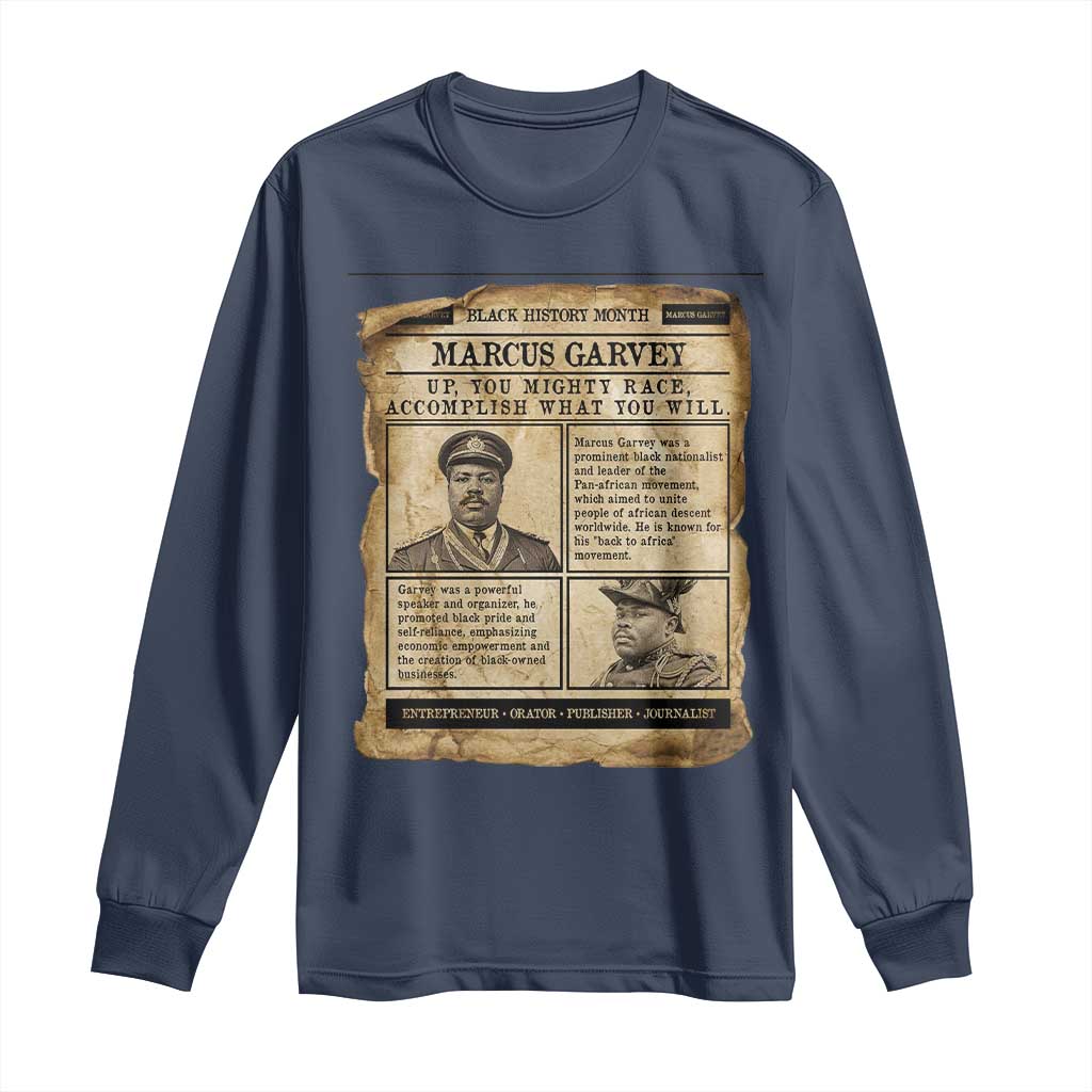 Vintage Newspaper Marcus Garvey Long Sleeve Shirt Up You Mighty Race Quote