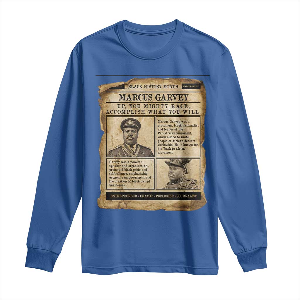 Vintage Newspaper Marcus Garvey Long Sleeve Shirt Up You Mighty Race Quote