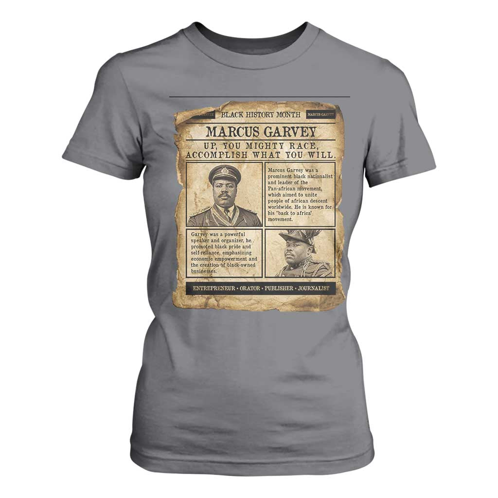 Vintage Newspaper Marcus Garvey T Shirt For Women Up You Mighty Race Quote