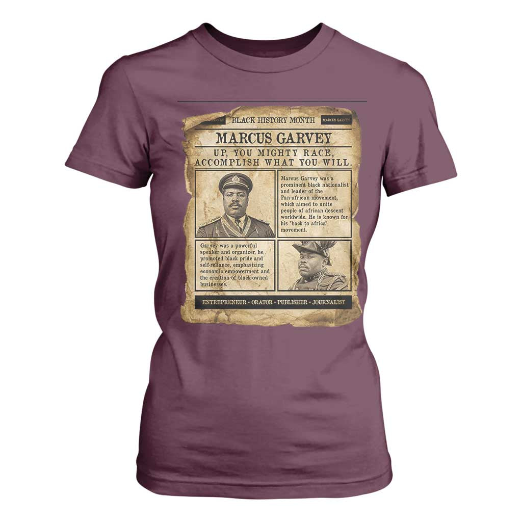 Vintage Newspaper Marcus Garvey T Shirt For Women Up You Mighty Race Quote