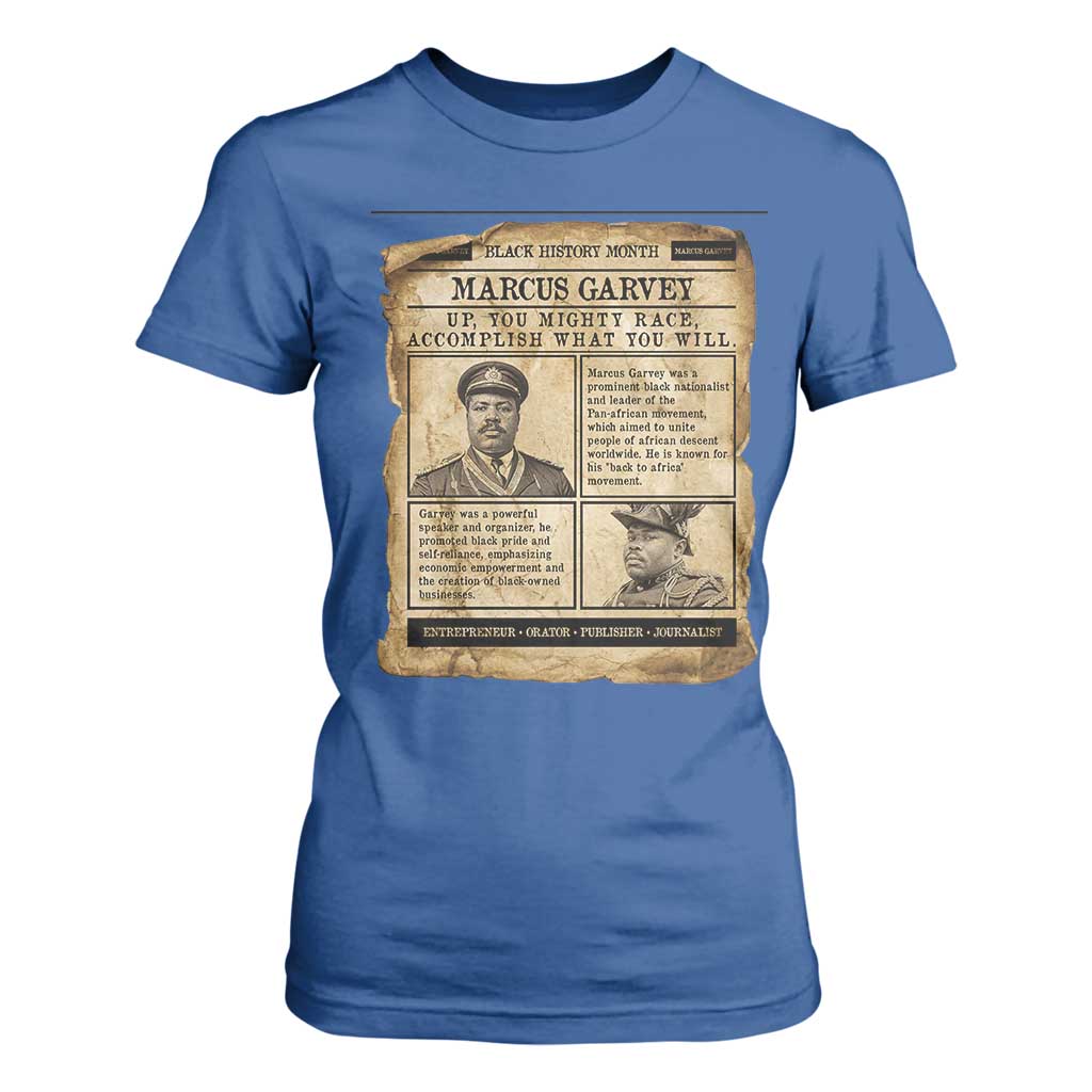 Vintage Newspaper Marcus Garvey T Shirt For Women Up You Mighty Race Quote