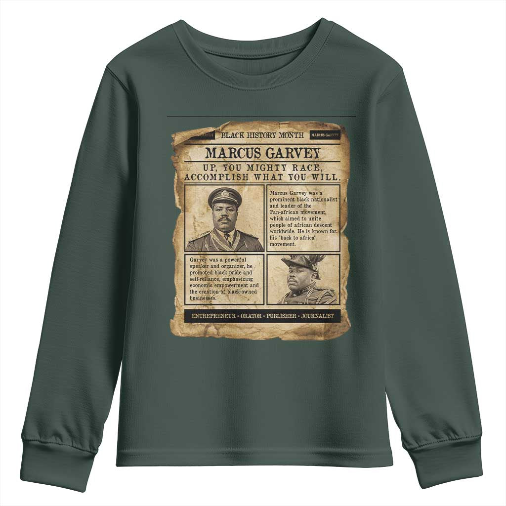 Vintage Newspaper Marcus Garvey Youth Sweatshirt Up You Mighty Race Quote